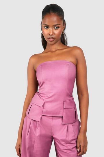 Pink Pocket Detail Longline Corset