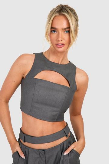 Cut Out Crop Top charcoal