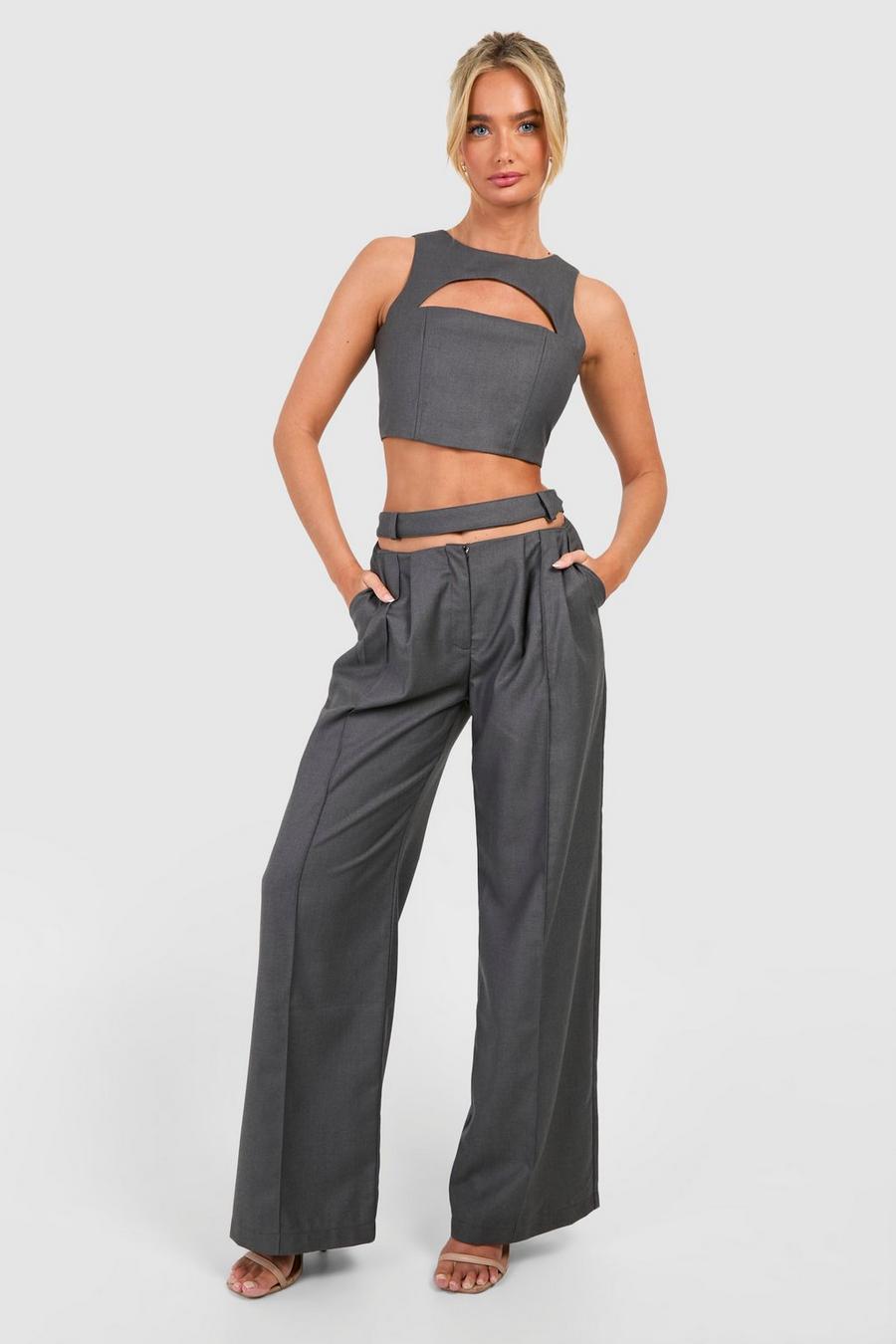 Pantaloni con cut-out, Charcoal image number 1