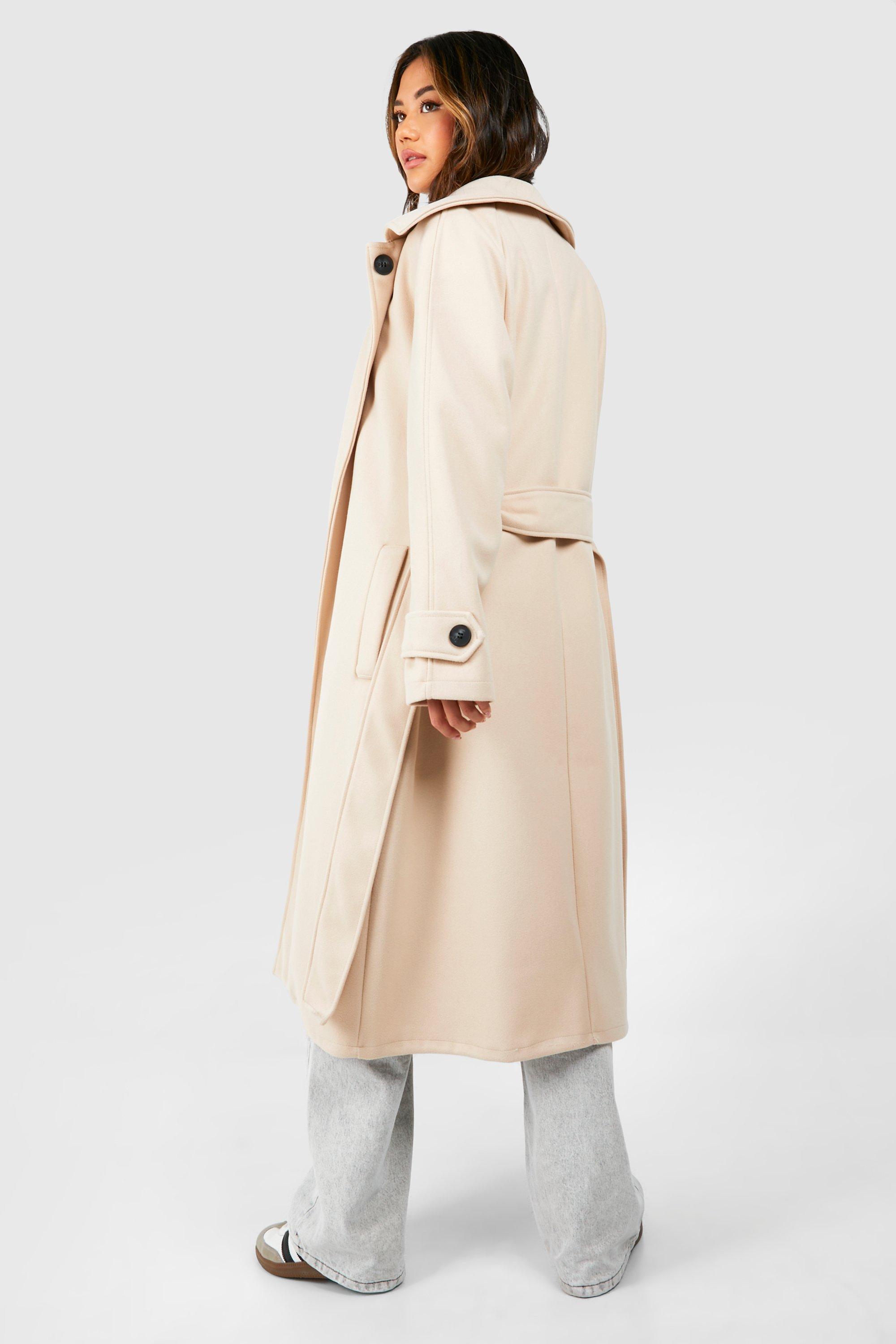 Boohoo hooded wool 2024 look belted coat