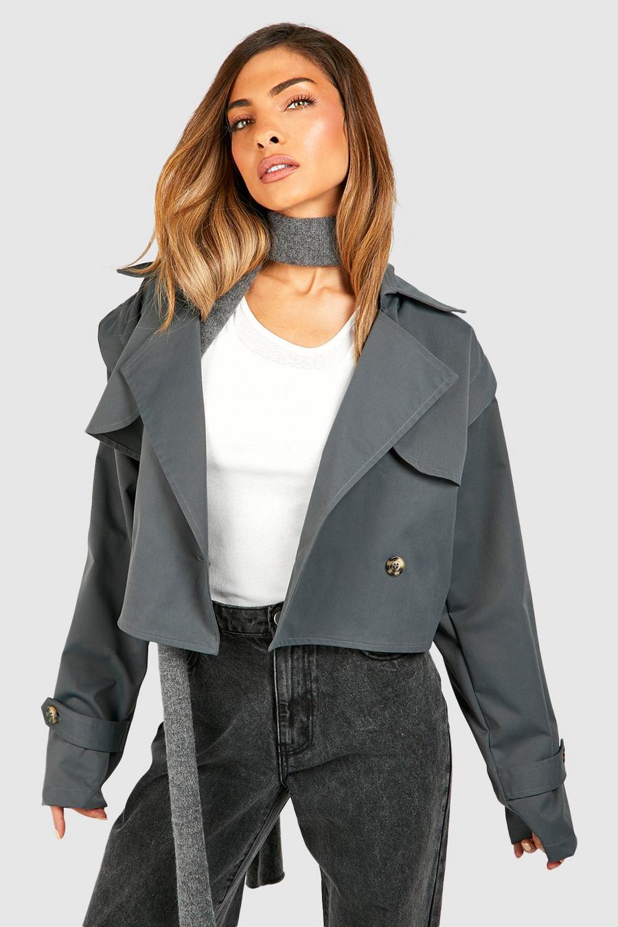 Cappotto Trench corto, Grey image number 1