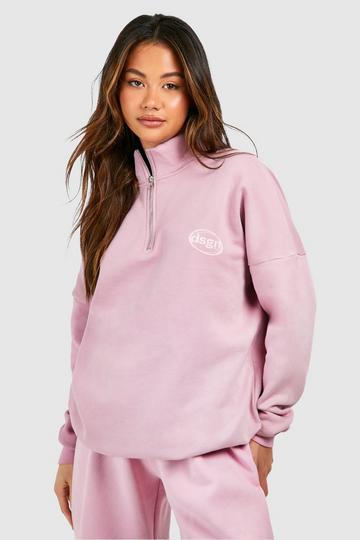 Dsgn Studio Washed Half Zip Oversized Sweatshirt mauve