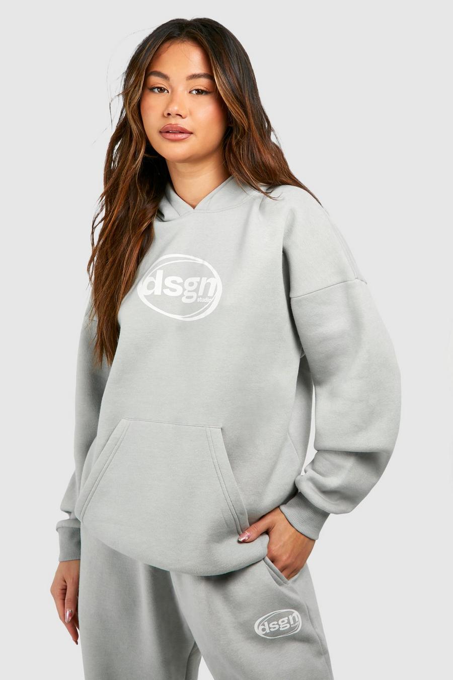 Ice grey Dsgn Studio Oversize hoodie med tryck image number 1