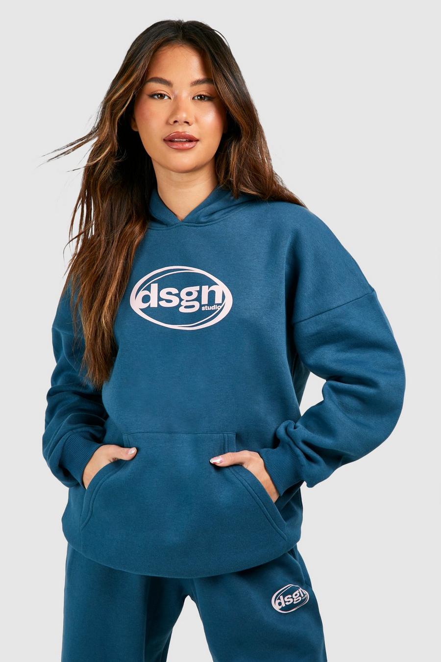 Teal Dsgn Studio Oversize hoodie med tryck image number 1
