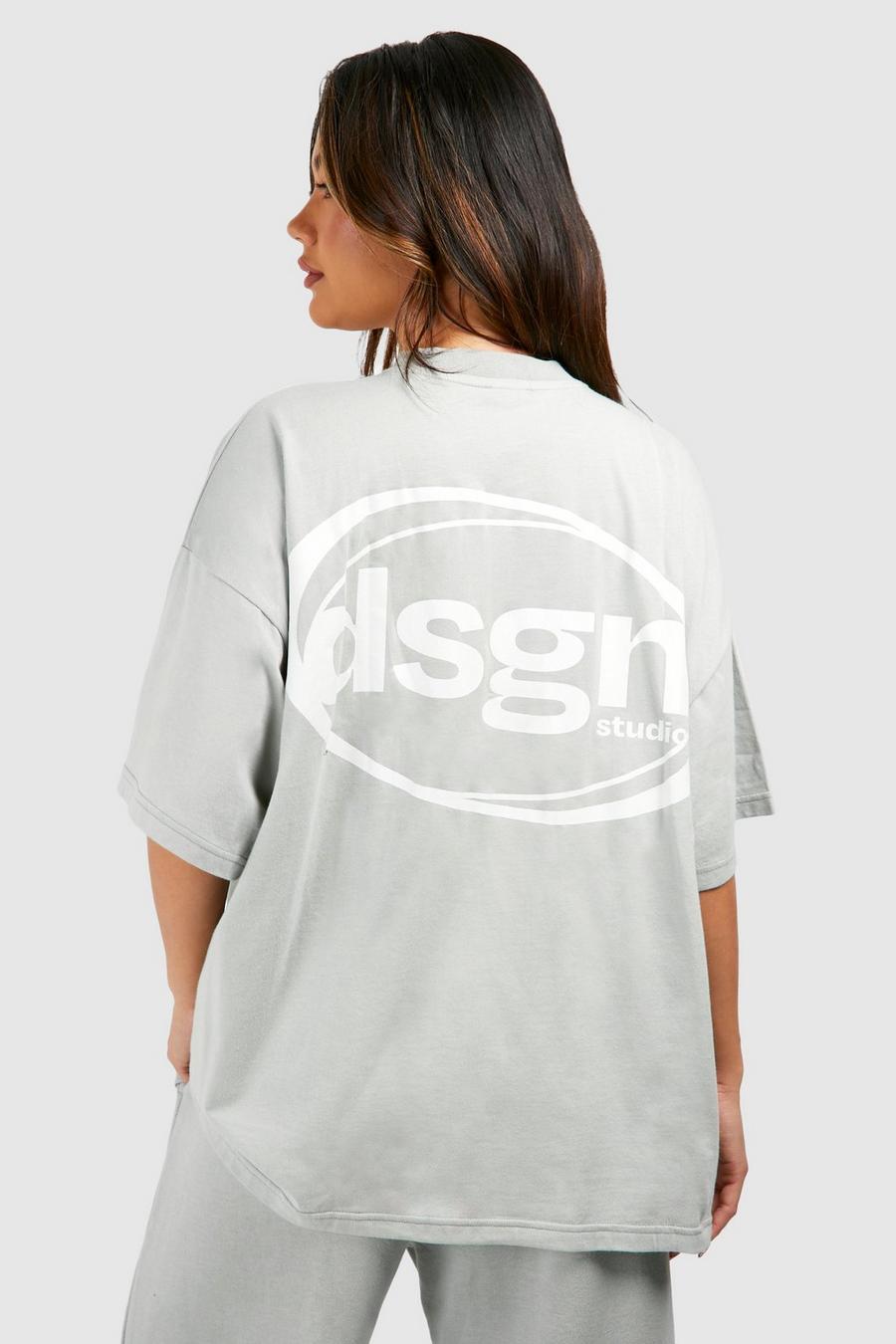 T-shirt oversize con stampa Dsgn Studio, Ice grey