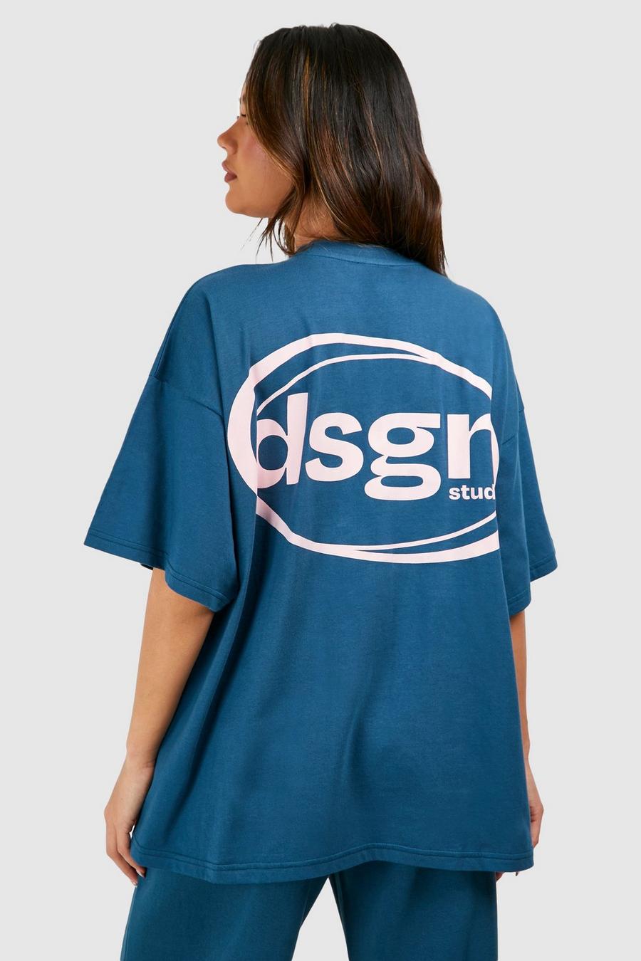 T-shirt oversize à slogan Dsgn Studio, Teal image number 1