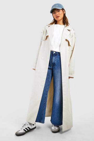 Linen Look Trench Coat stone