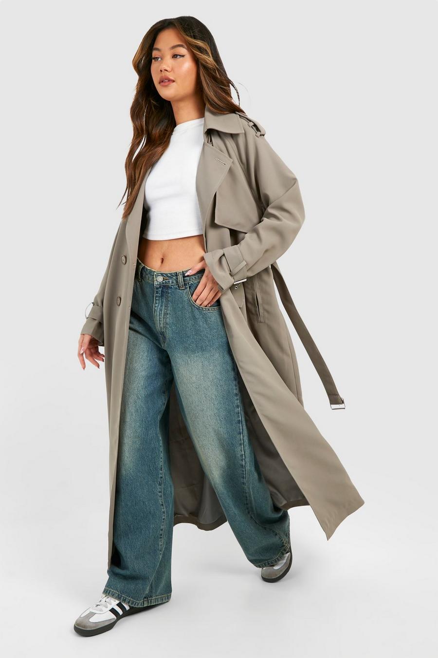 Grey Oversized Double Breast Trench Coat 