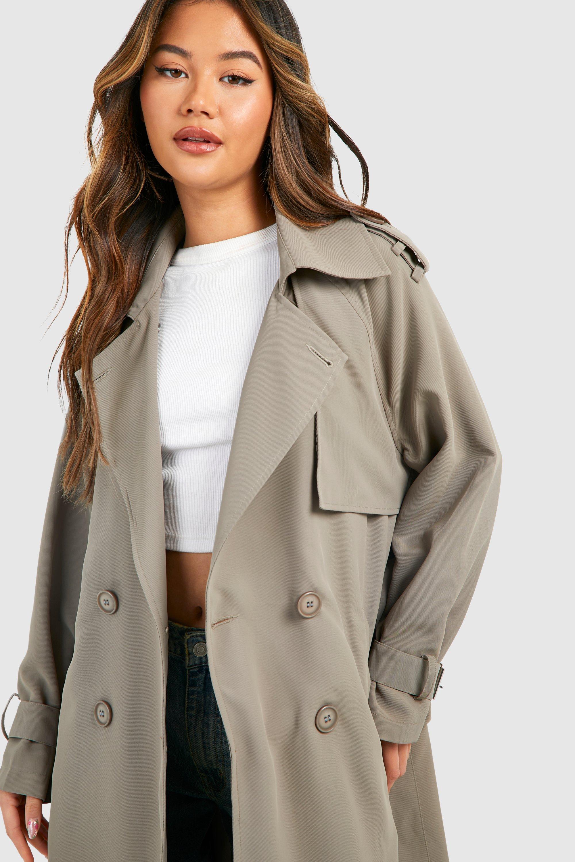 Grey trench coat womens online