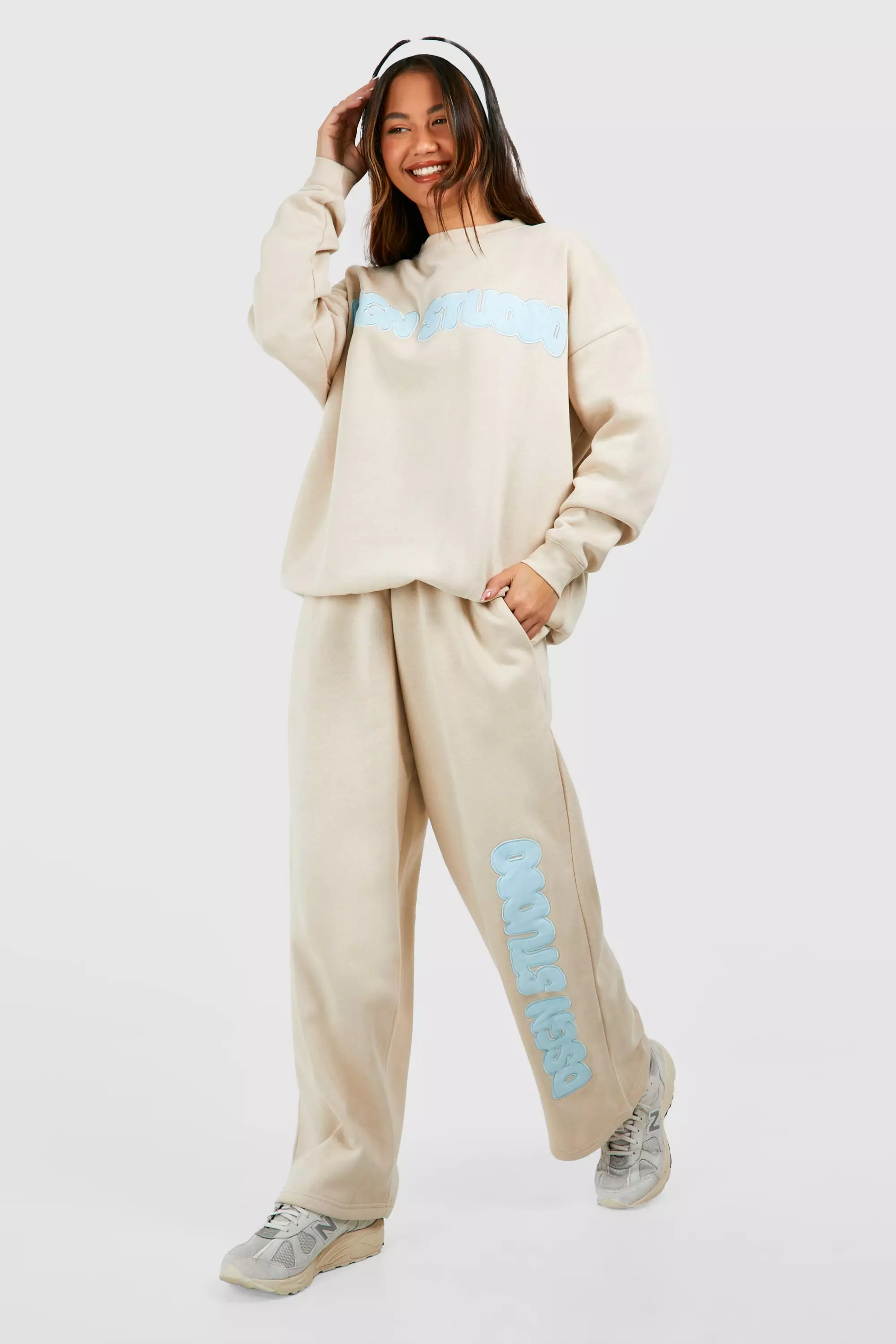 Ash grey Dsgn Studio Self Fabric Applique Straight Leg Jogger alternative image