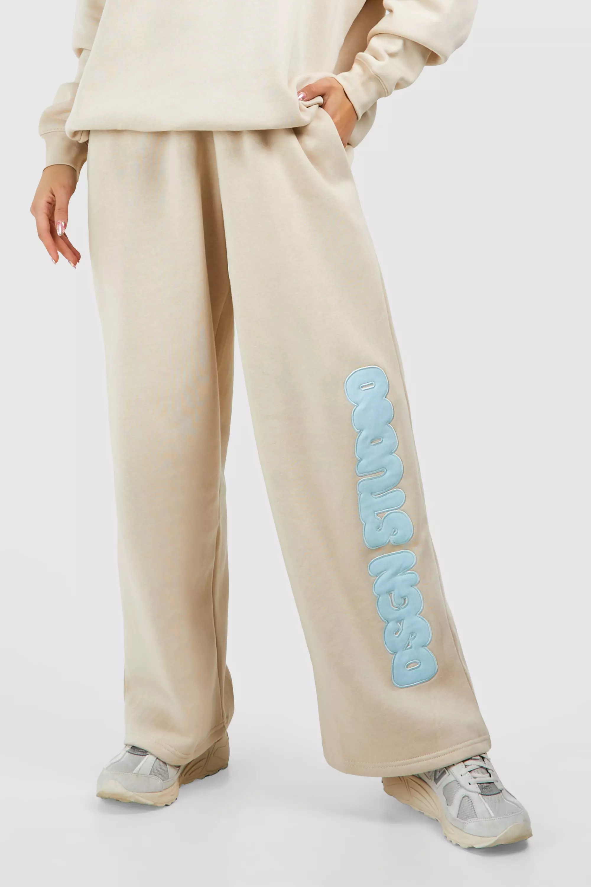 Ash grey Dsgn Studio Self Fabric Applique Straight Leg Jogger alternative image