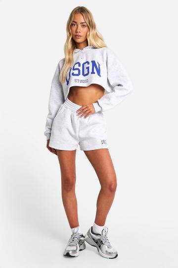 Grey Dsgn Studio Collegiate Slogan Hooded Short Tracksuit