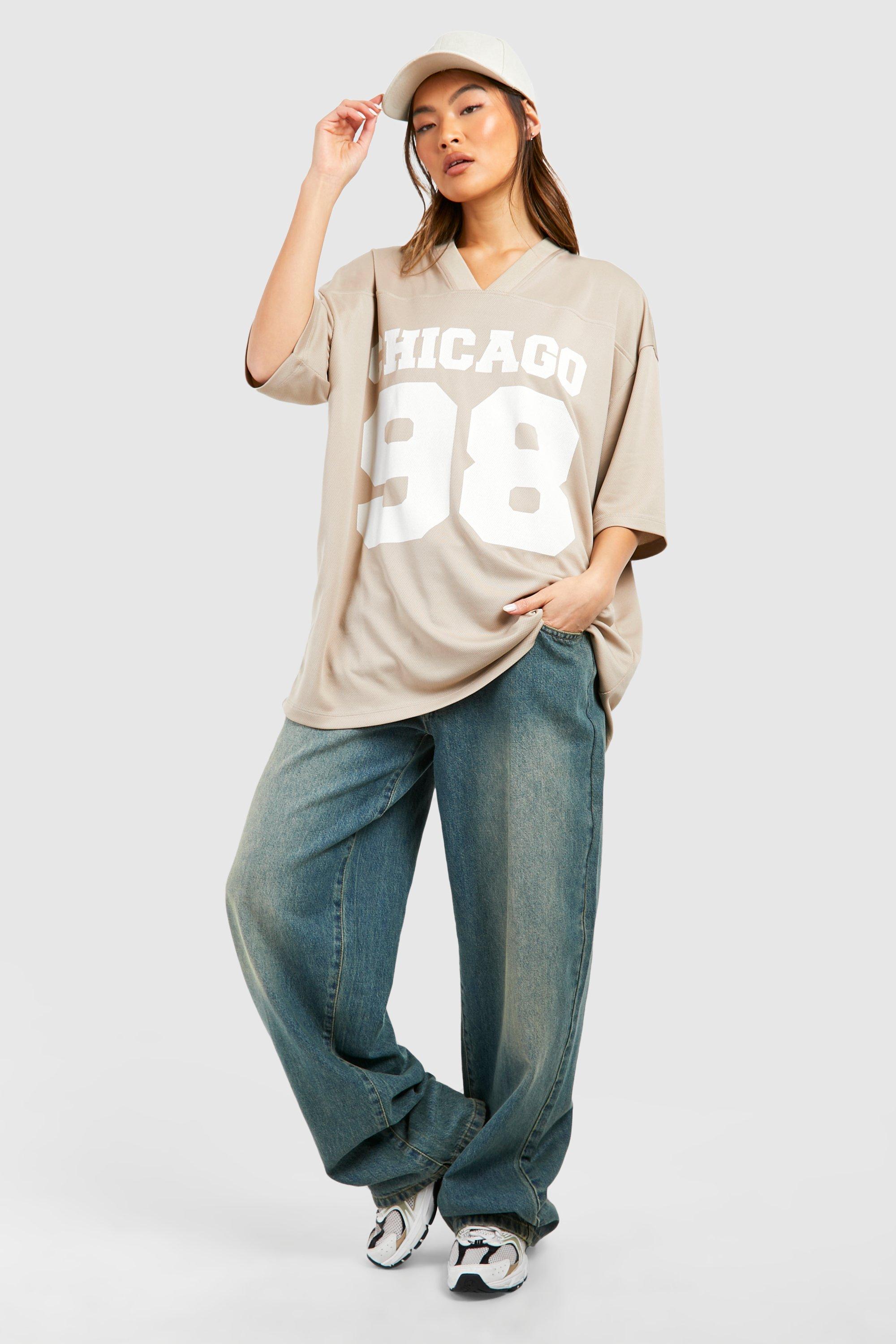 Chicago 98 Slogan Airtex Mesh Oversized T-shirt | boohoo