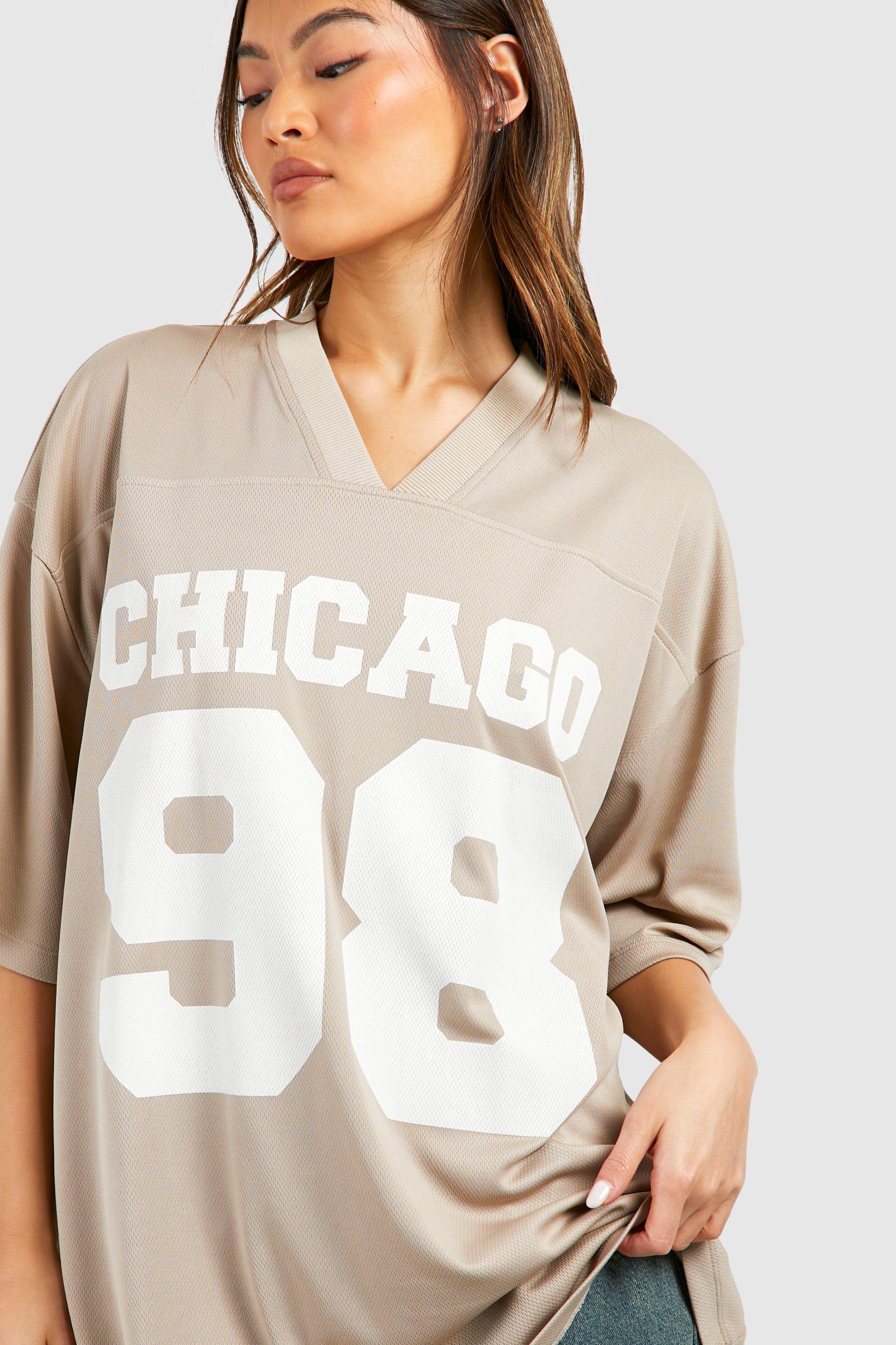 Chicago 98 Slogan Airtex Mesh Oversized T-shirt | boohoo