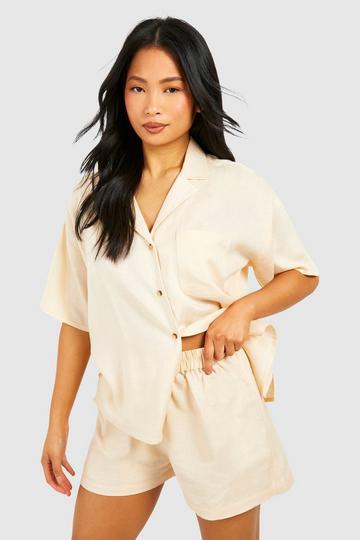 Petite Linen Look Shirt stone