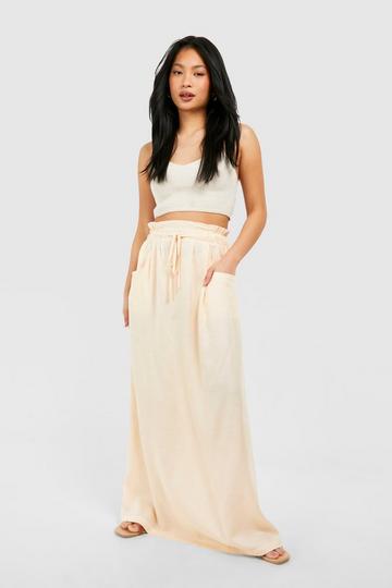 Stone Beige Petite Drawstring Maxi Skirt