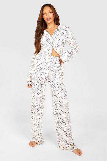Tall Valentines Shirt And Trouser Pj Set red