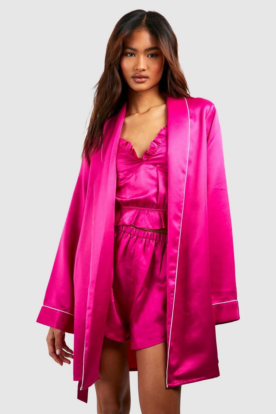 Mini vestaglia Tall in raso, Hot pink image number 1