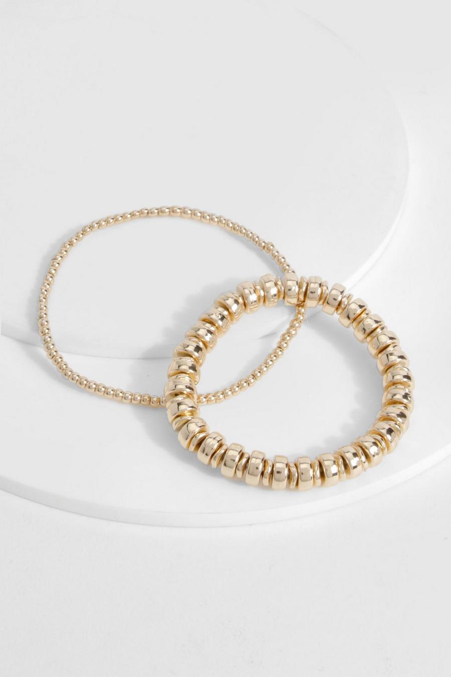 Lot de bracelets torsadés à perles, Gold