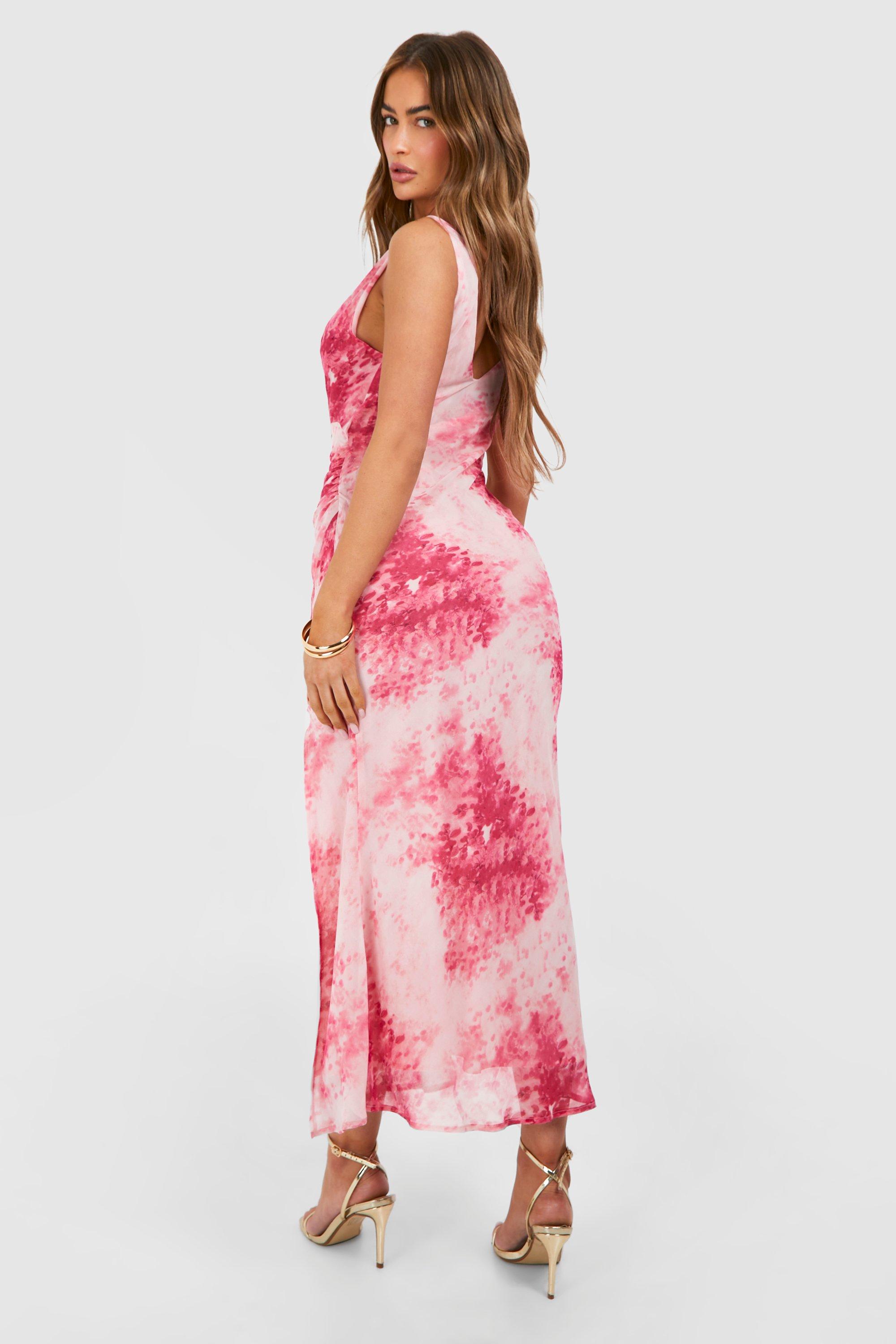 Cowl Neck Floral Split Leg Midaxi Dress | boohoo