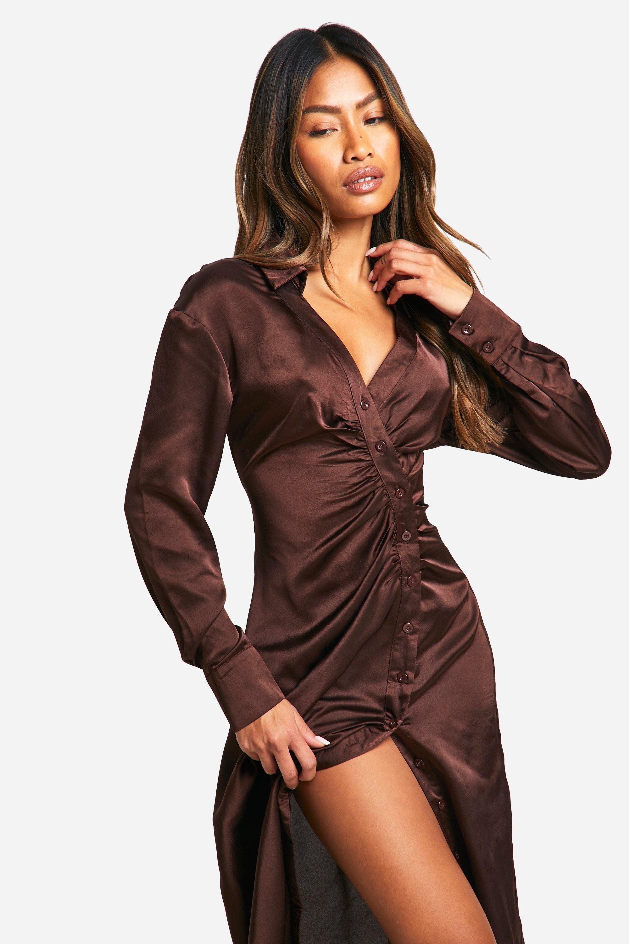 Silk button down shirt dress online