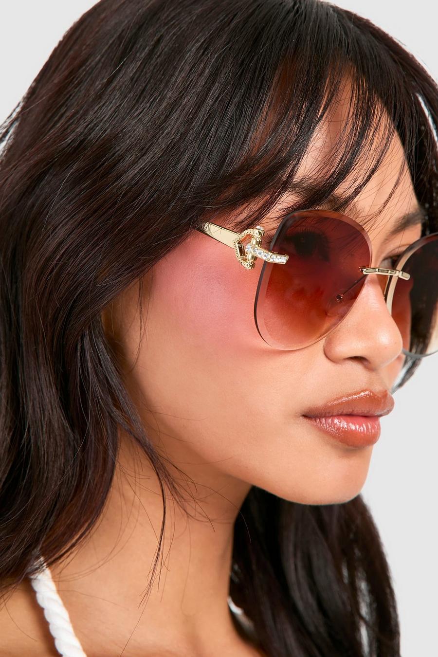 Gold Frameless Tinted Frame Sunglasses