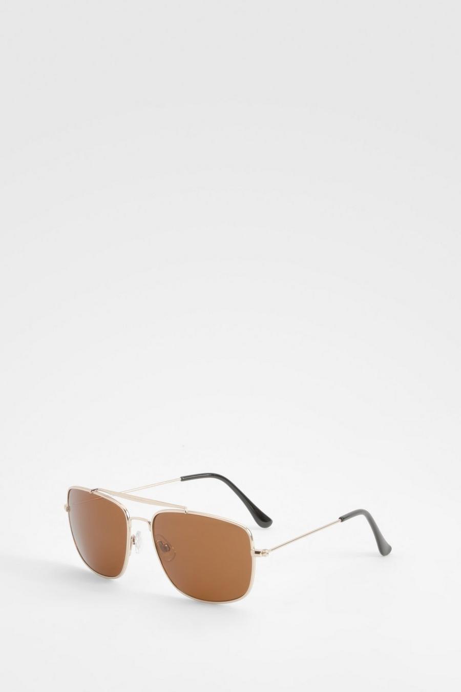 Gold Tinted Lens Aviator Sunglasses image number 1