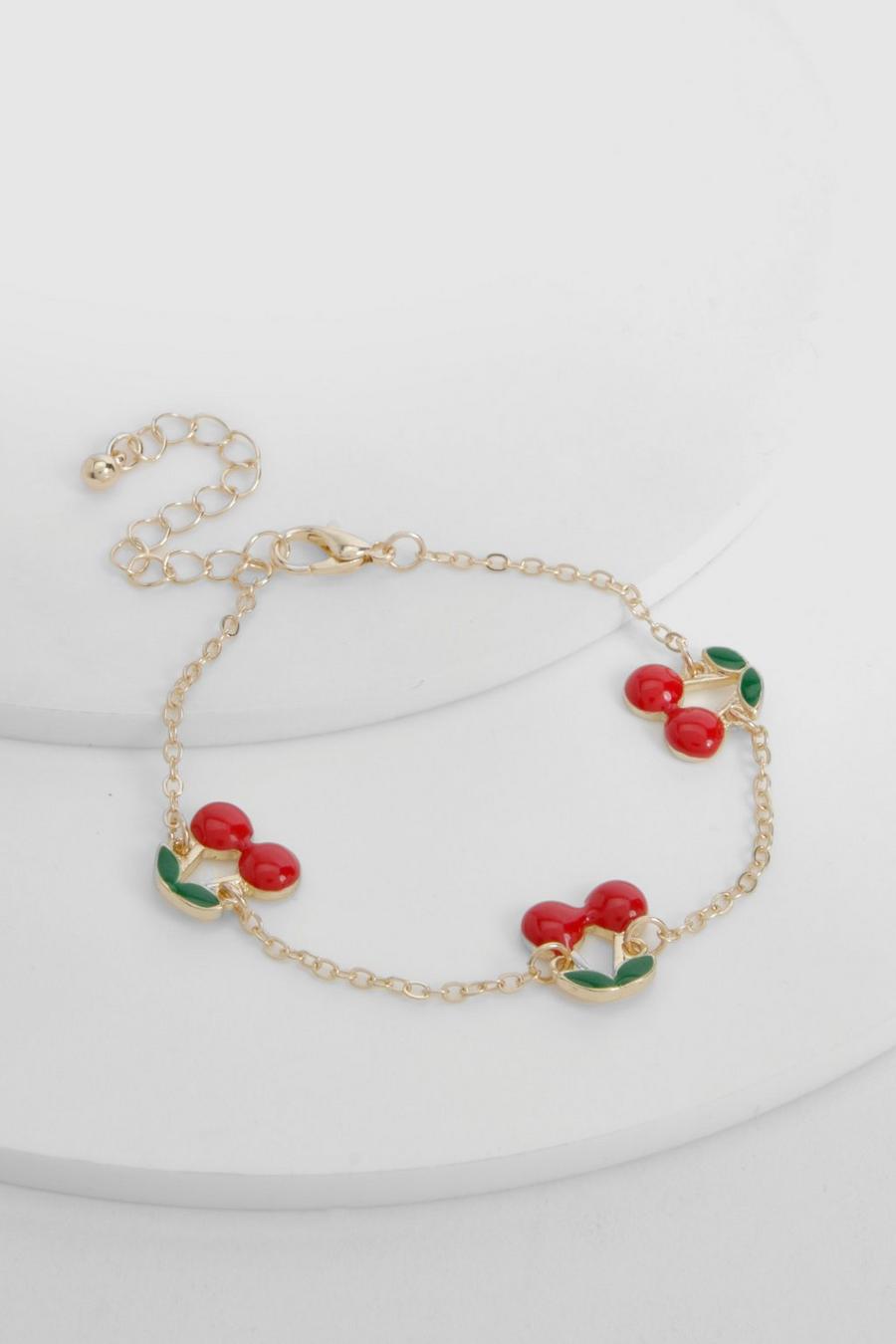 Gold Scattered Cherry Chain Bracelet image number 1