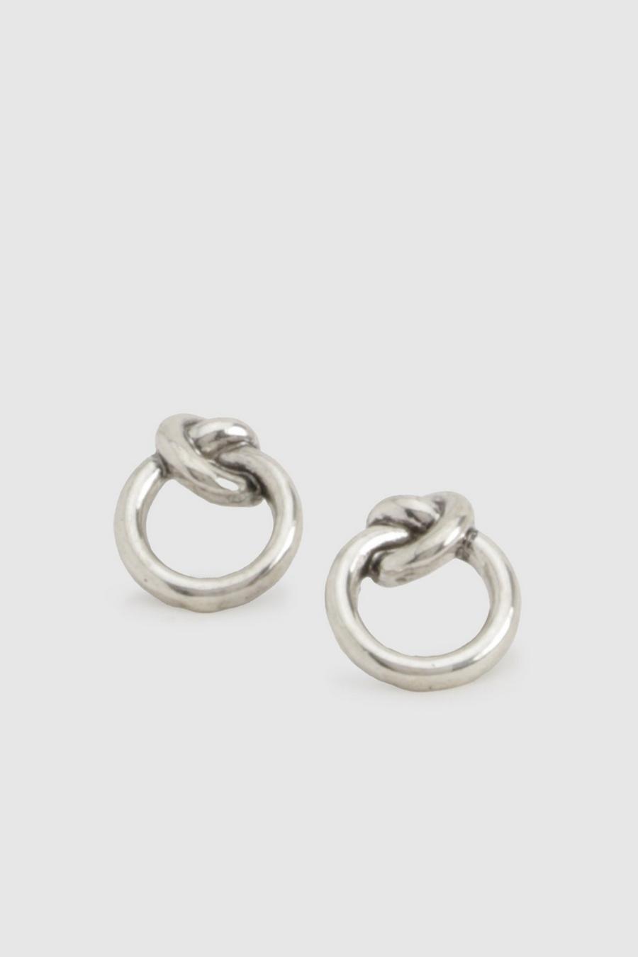 Silver Knot Detail Stud Earrings 