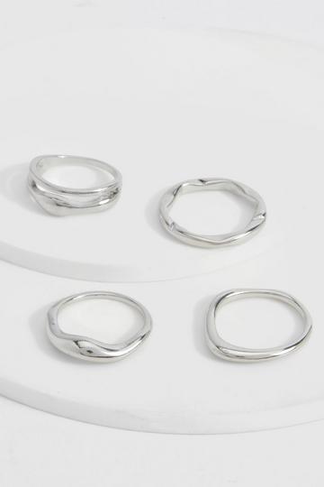 Silver Silver Chunky Multipack Rings