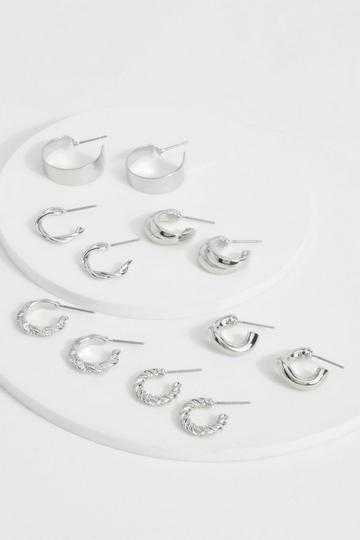 Silver Silver 6 Pack Hoop Earrings