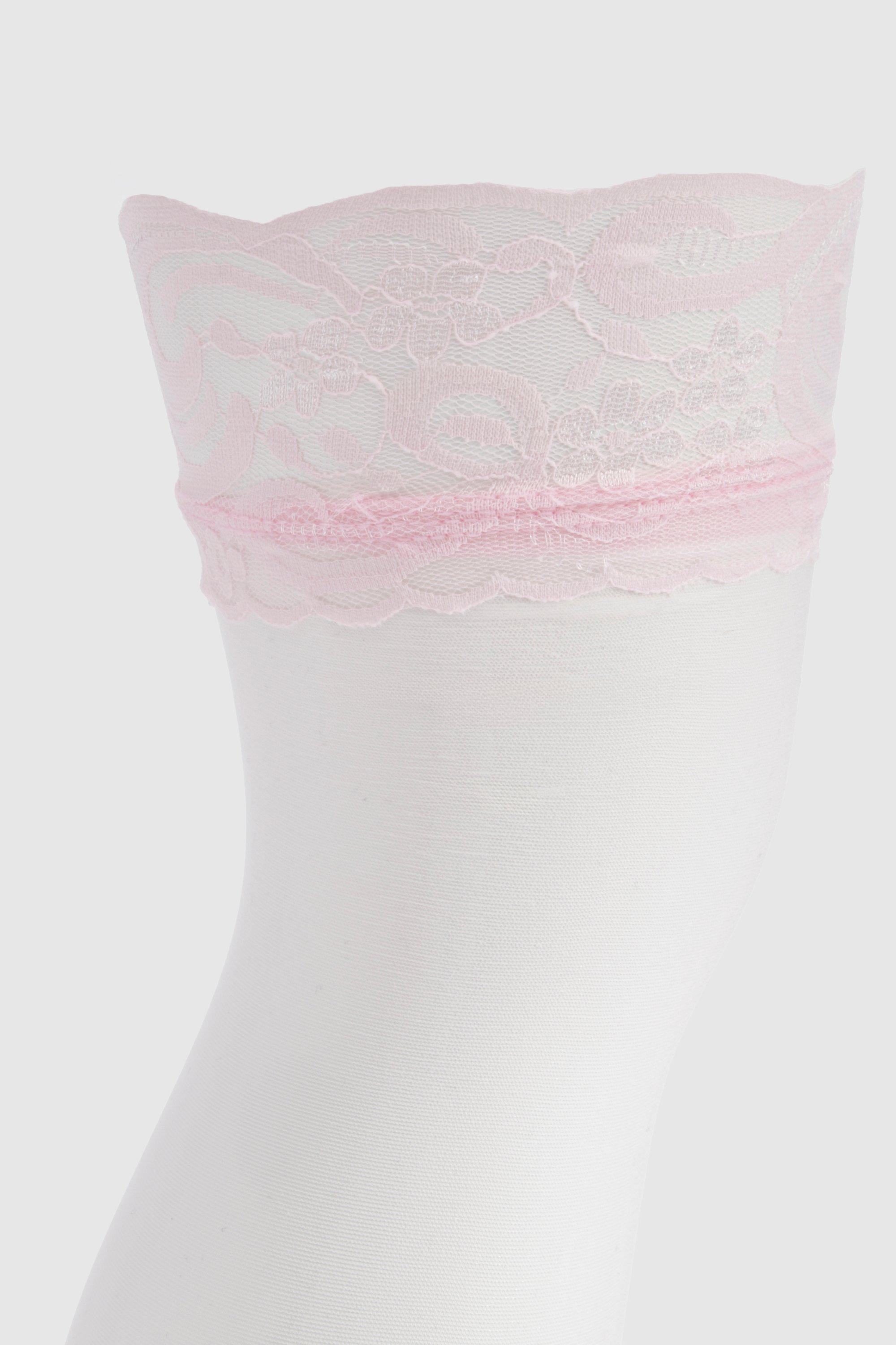 Pink Lace Top Detail Hold Ups boohoo UK