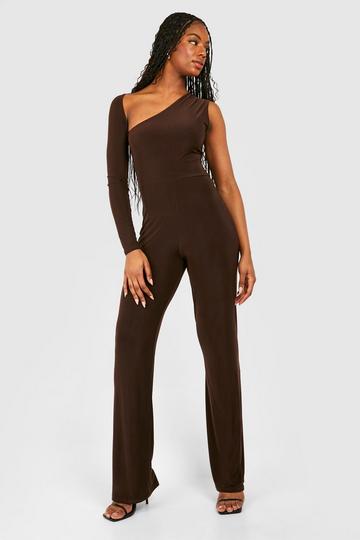 Tall One Sleeve Wide Leg Jumpsuit fudge