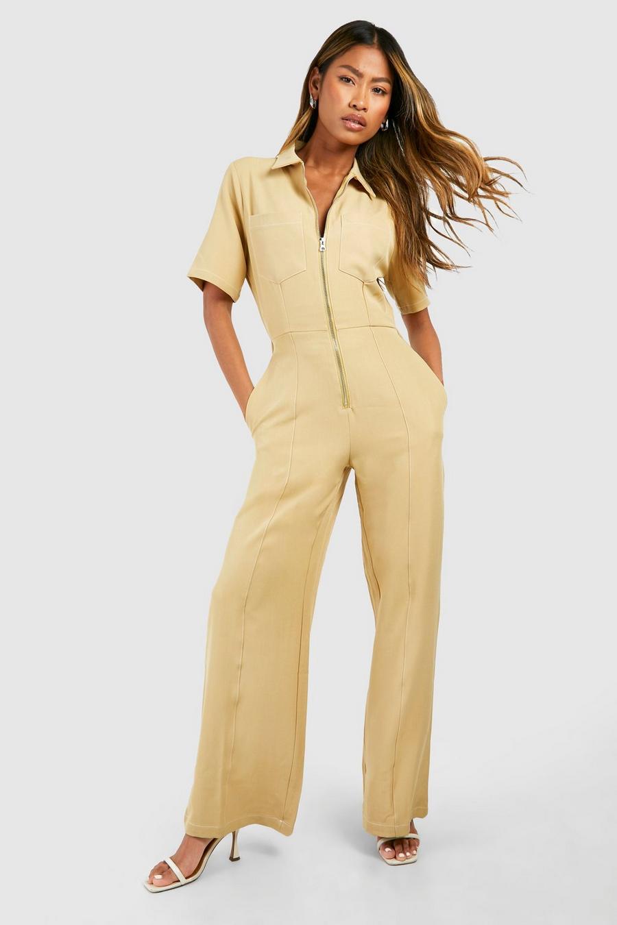 Stone Utility Jumpsuit Met Rits image number 1