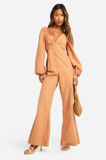 Cut Out Wide Leg Jumpsuit gold