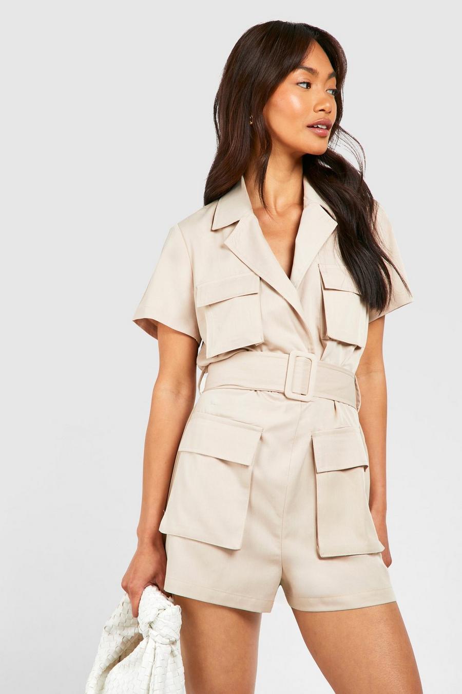 Stone Cargo Belted Playsuit image number 1