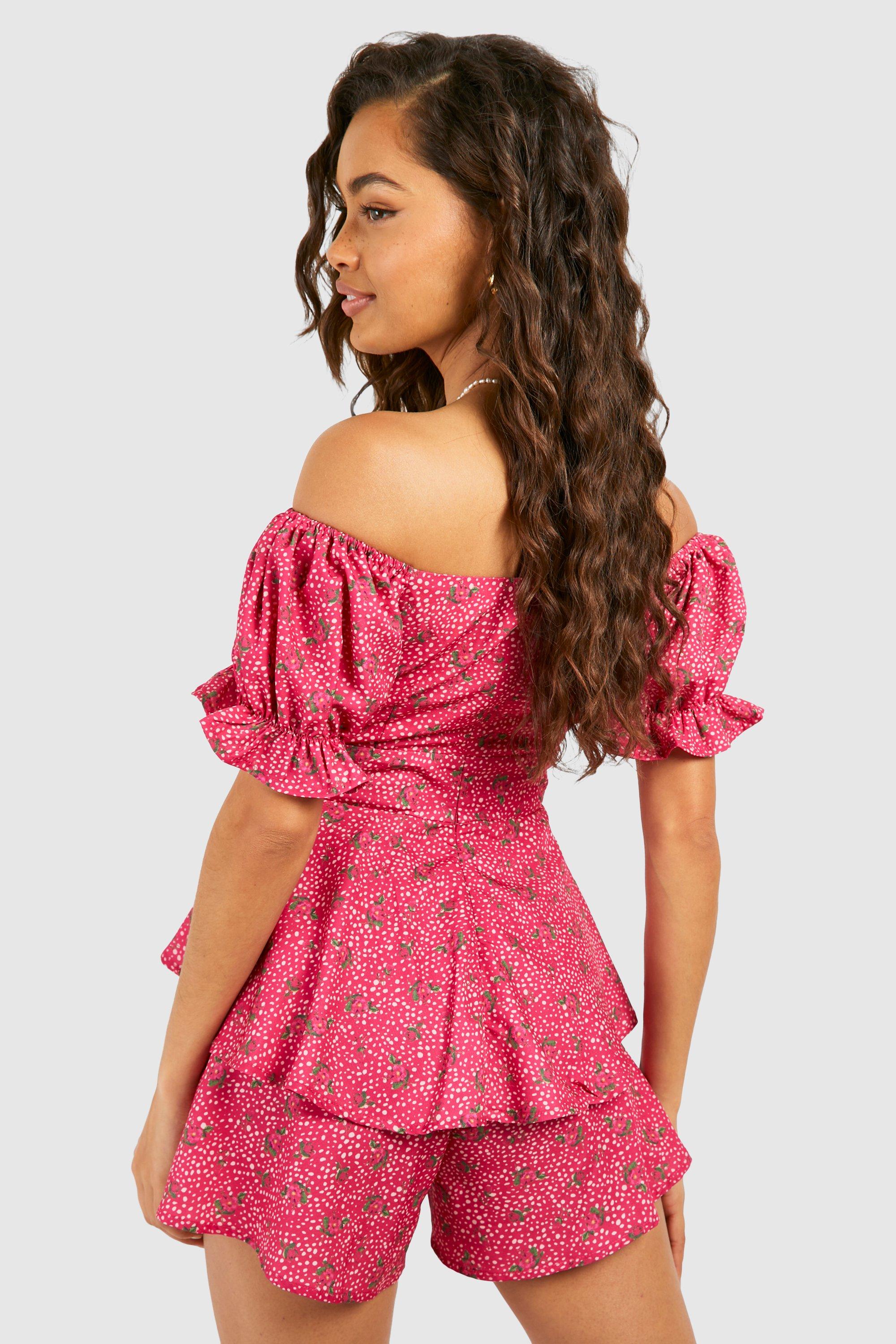 Pink bardot playsuit on sale