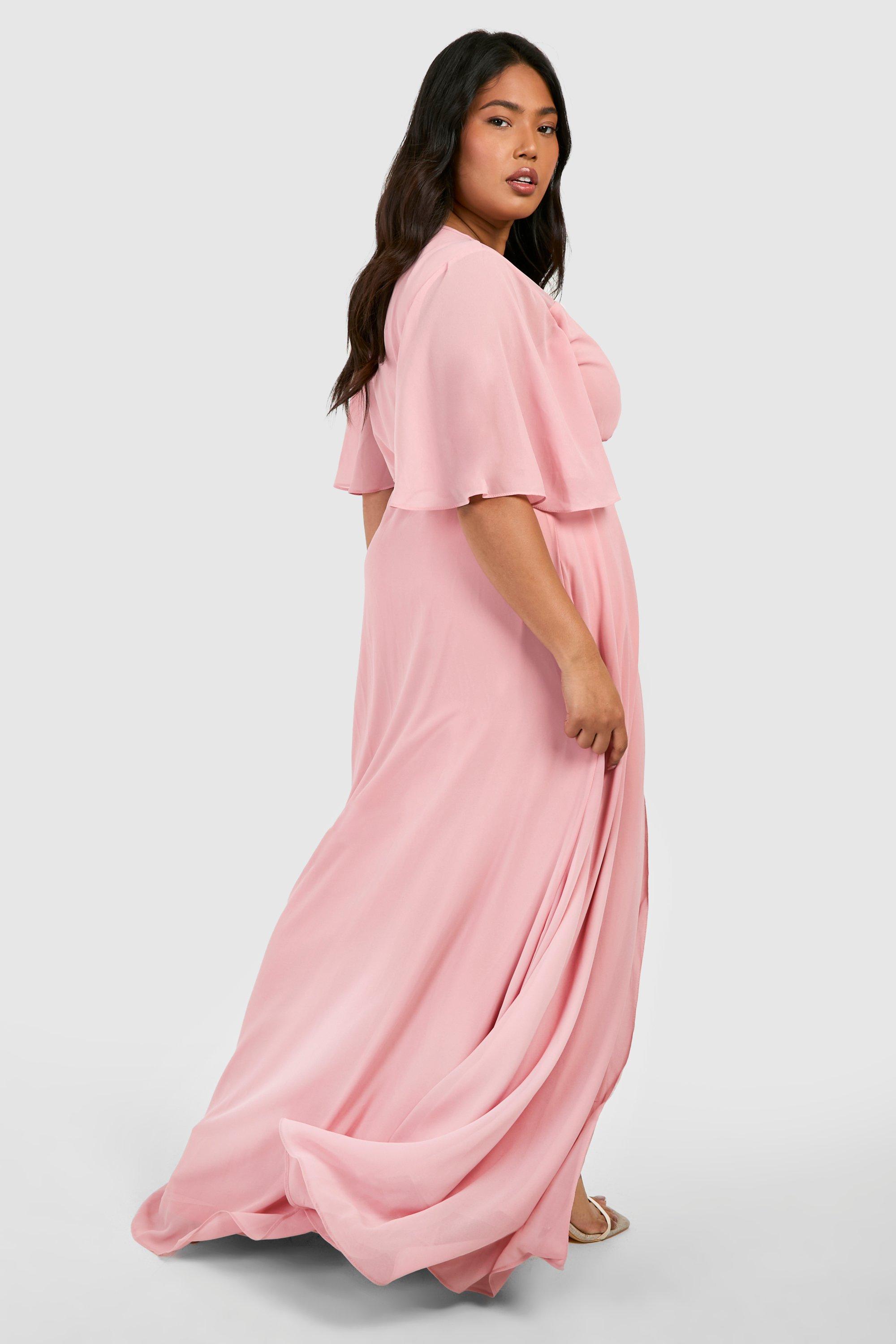 Plus Angel Sleeve Wrap Bridesmaid Dress boohoo AU