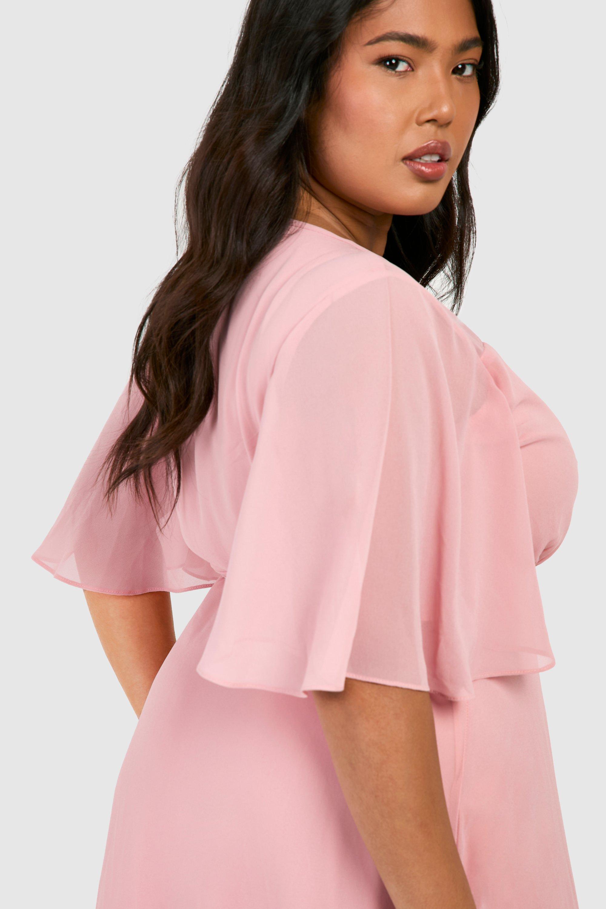 Plus Angel Sleeve Wrap Bridesmaid Dress boohoo NZ