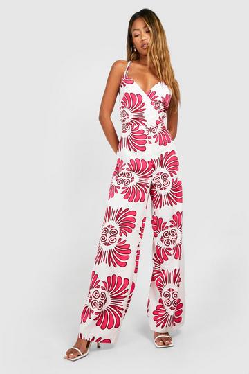 Printed Ring Back Jumpsuit ecru