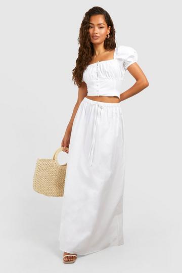 Poplin Full Maxi Skirt ivory