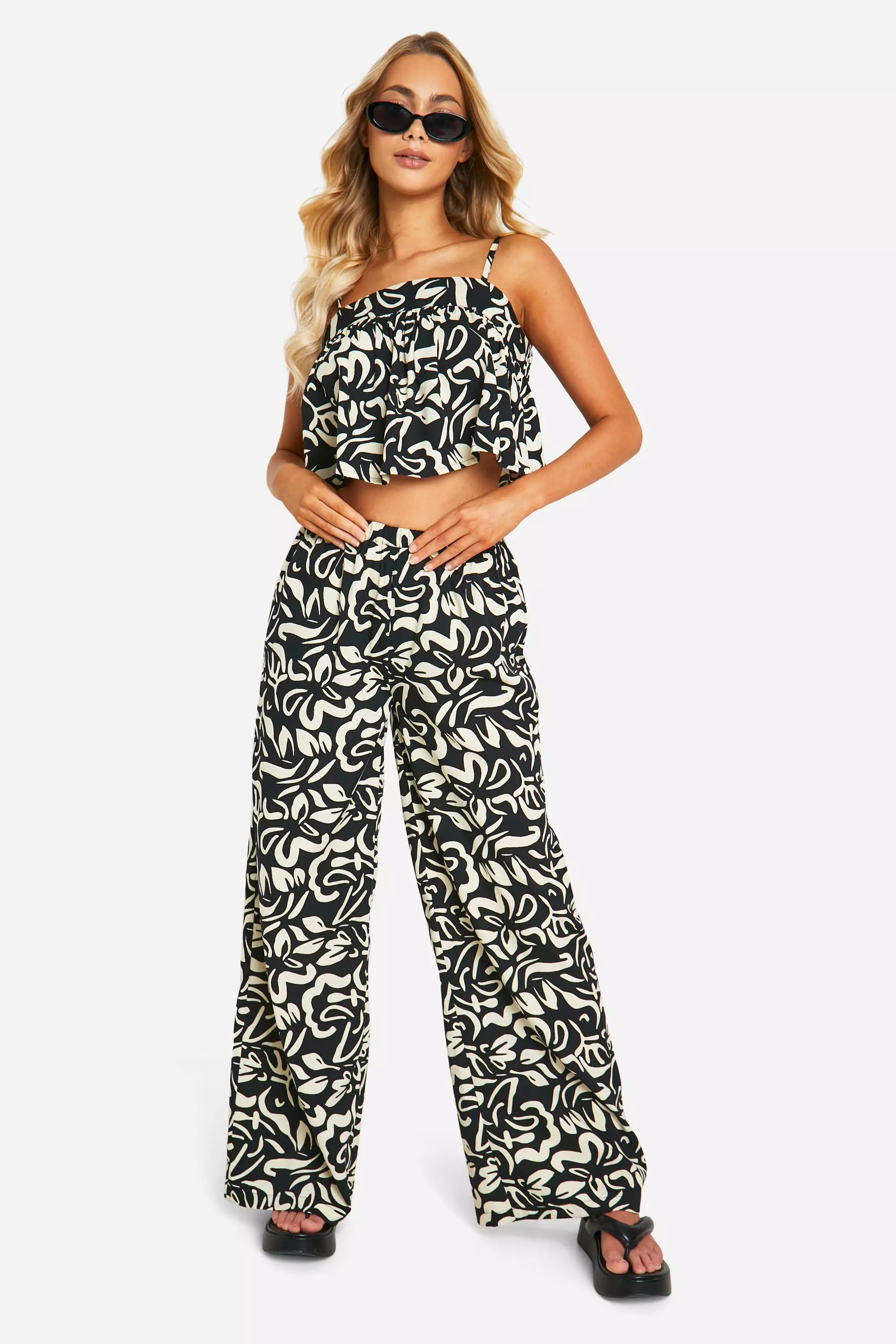 Mono Print Wide Leg Trouser alternative image