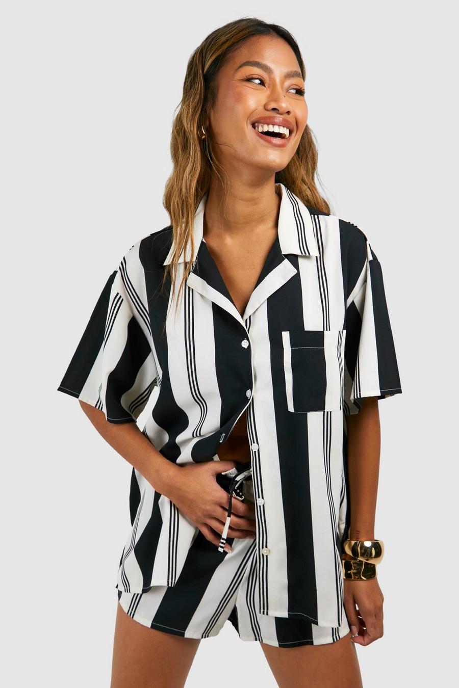 Mono Stripe Relaxed Fit Shirt & Shorts Set image number 1