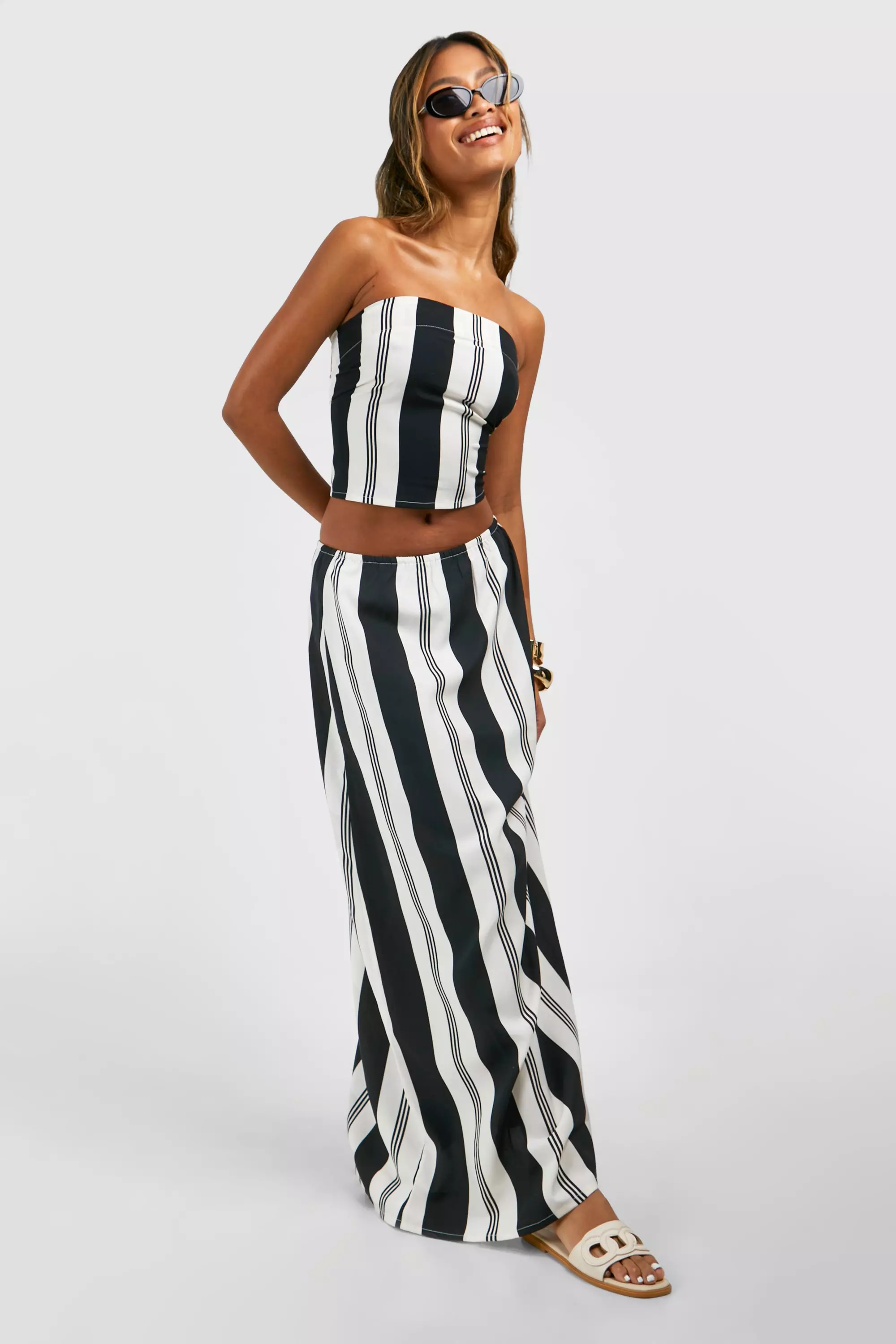 Mono Stripe Bandeau & Split Maxi Skirt alternative image