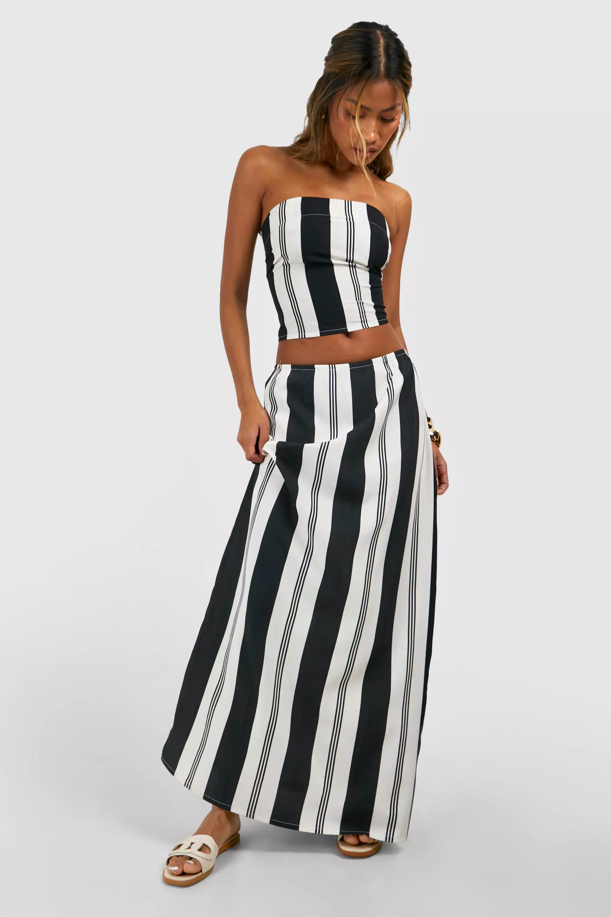 Mono Stripe Bandeau & Split Maxi Skirt alternative image
