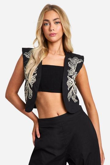 Embroidered Waistcoat black