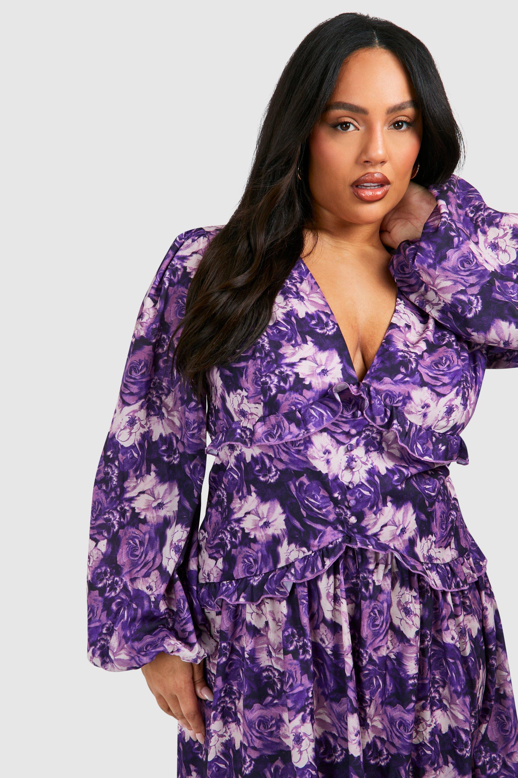 Plus Floral Print Frill Waist Detail Maxi Dress | boohoo