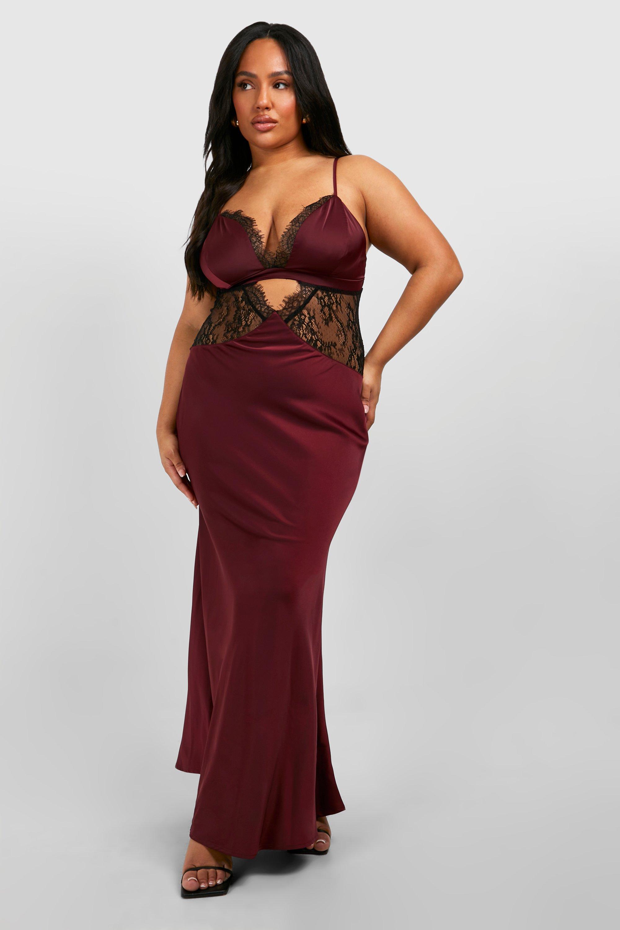 Boohoo burgundy lace dress hotsell