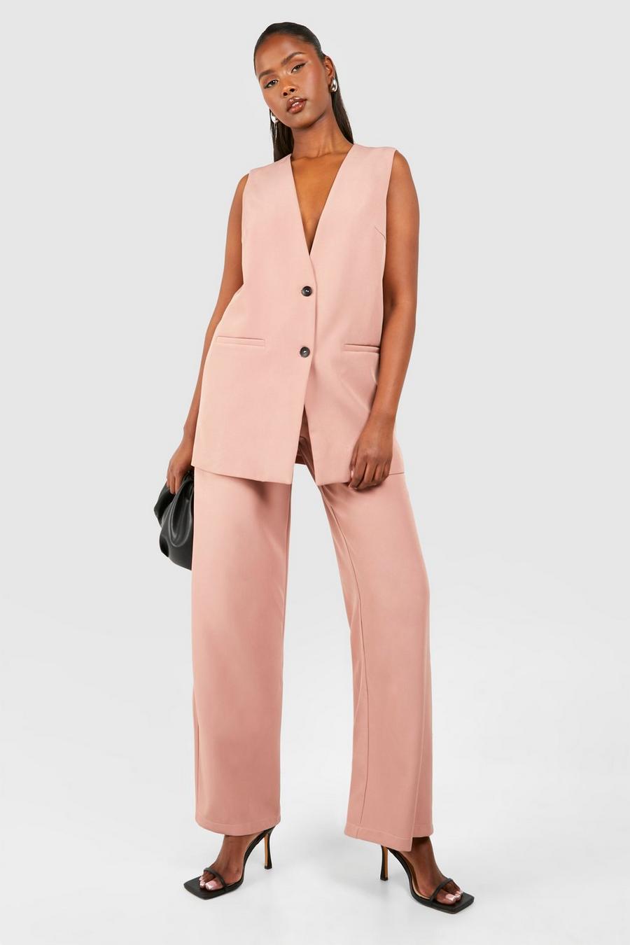 Dusty rose pink Wide Leg Tailored Trousers