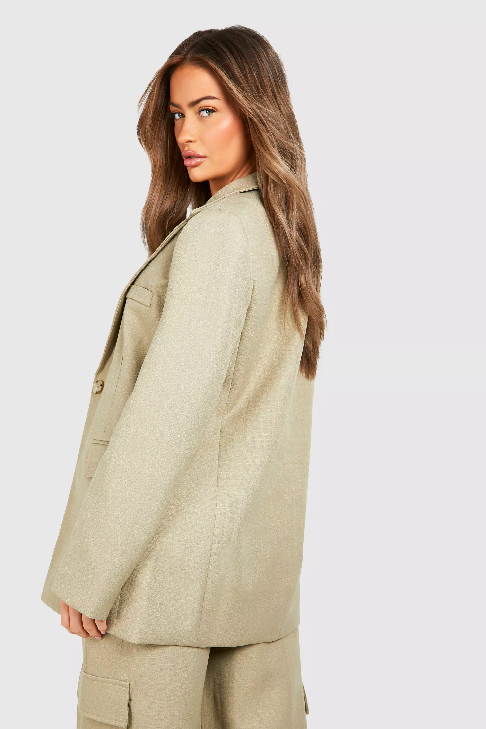Natural beige Textured Relaxed Fit Blazer alternative image